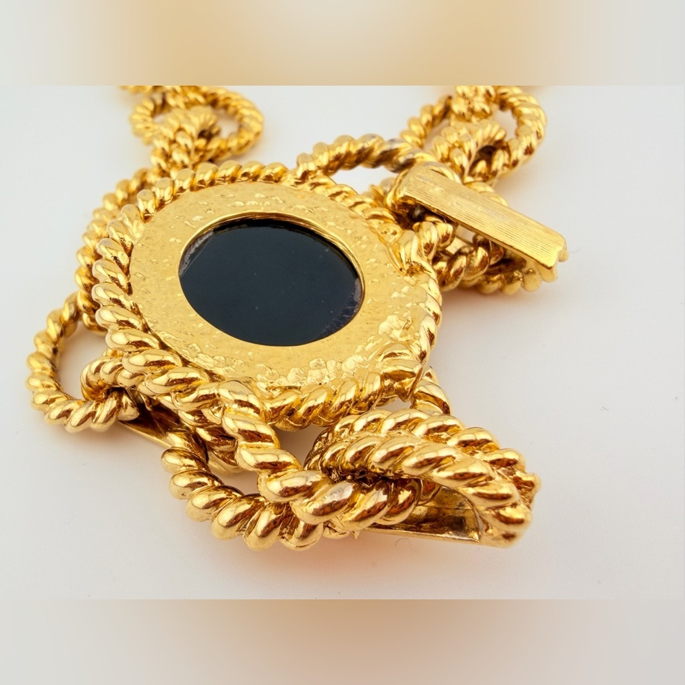 Vintage Couture Choker – Black Cabochon & Torade Bar-and-Link Chain – 140g - Picture 6 of 15